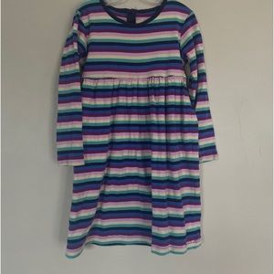 Rugged Bear jersey knit dress. 100% cotton. Striped. Long sleeve. Size 7